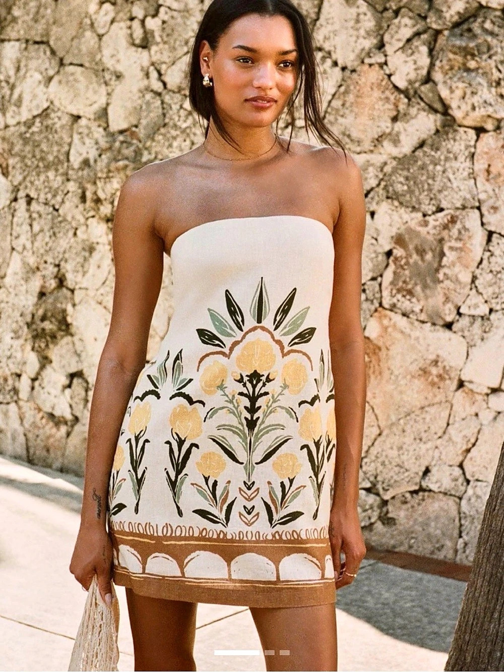 The A&f Scarlett Strapless Linen-Blend Skort dress SIZE M